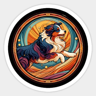 Australian Shepherd Dog - Art Nouveau Style - Dog Lovers Gift Sticker